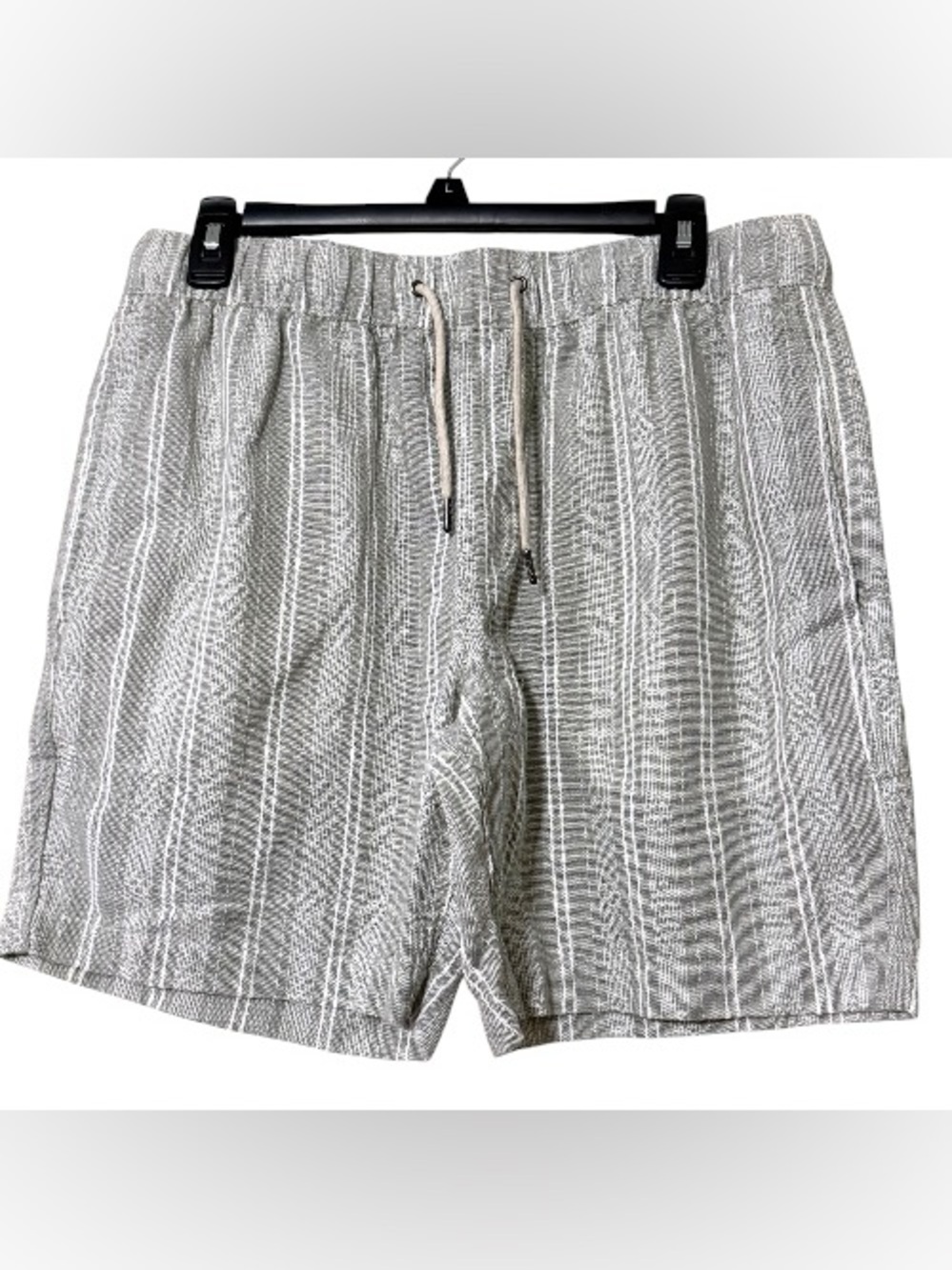 Jeremiah American Legacy men’s size large drawstring knit shorts grey white